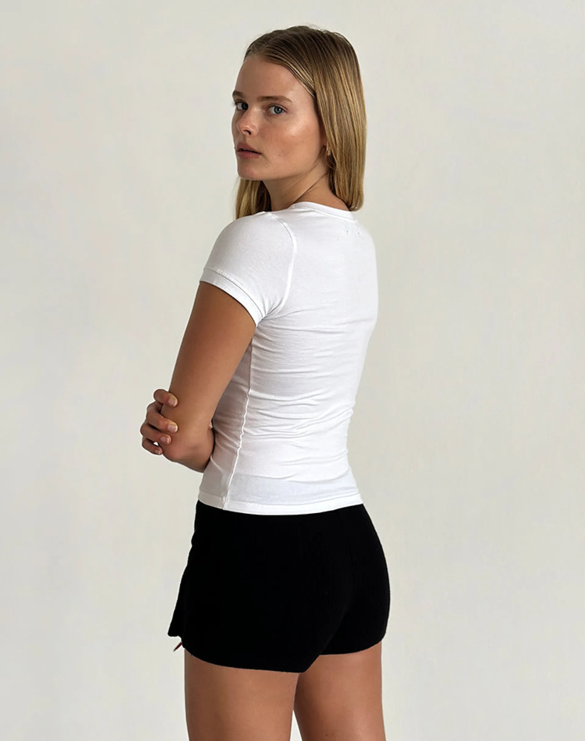 Motel Rocks Printed Tops-Sutin Tee in White with Red Gingham Bow WhitewithRedGinghamBow