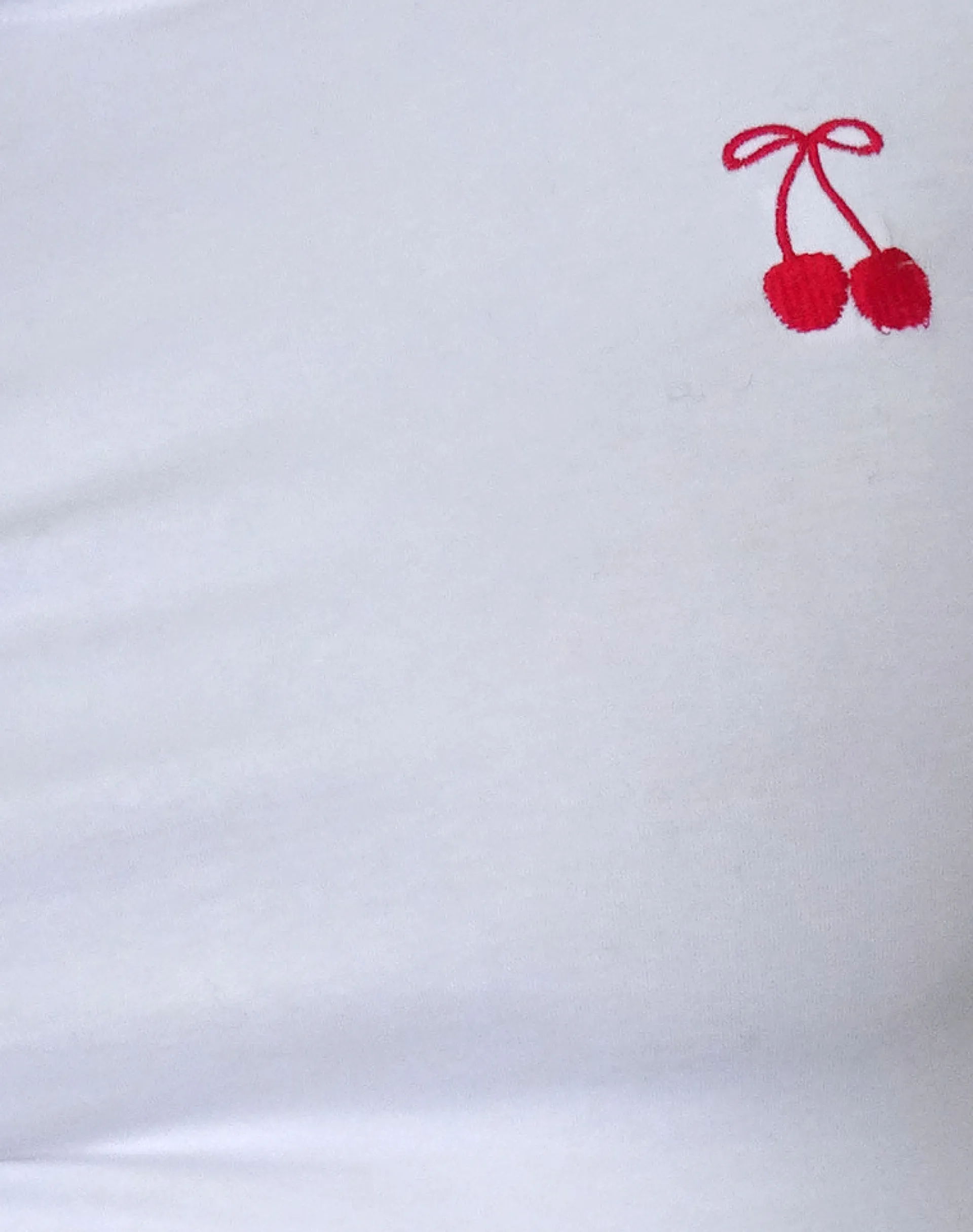 Motel Rocks Basic Tops | Tees-Sutin Tee in White with Red Cherry Embroidery WhitewithRedCherryEmbroidery
