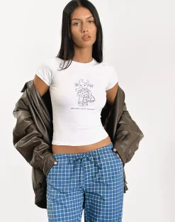 Motel Rocks Basic Tops | Printed Tops-Sutin Tee in White with See You Next Tuesday Slogan WhitewithSeeYouNextTuesdaySlogan