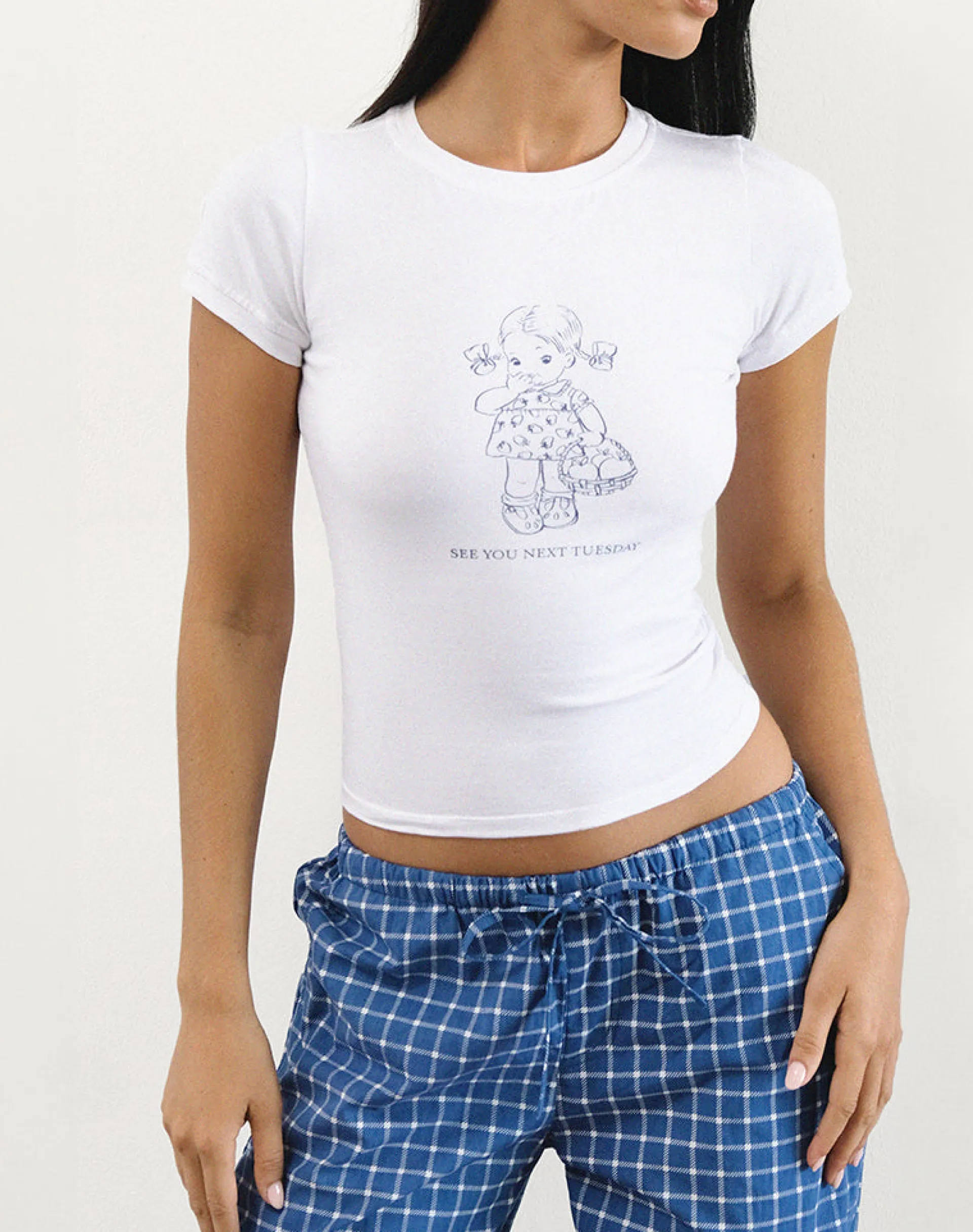 Motel Rocks Basic Tops | Printed Tops-Sutin Tee in White with See You Next Tuesday Slogan WhitewithSeeYouNextTuesdaySlogan