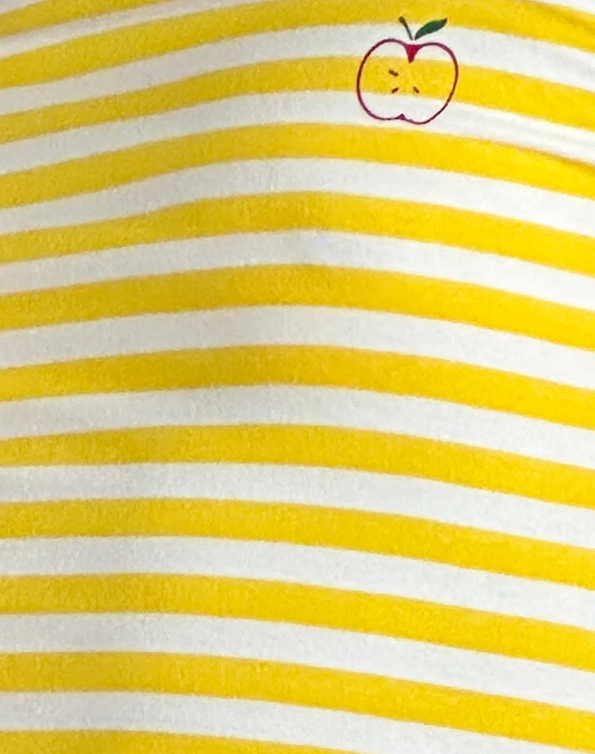 Motel Rocks Co-Ords | Basic Tops-Sutin Tee in Yellow with White Stripe Apple Print YellowwithWhiteStripeApplePrint