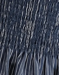 Motel Rocks Printed Tops | Bandeau Tops-Sutisna Bandeau Top in Indigo Stripe Dark Blue
