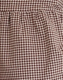 Motel Rocks Shirts And Blouses-Suzumi Wrap Blouse in Mini Gingham Brown