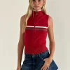 Motel Rocks Jackets-Tabeya Sleeveless Knit Jacket in Red