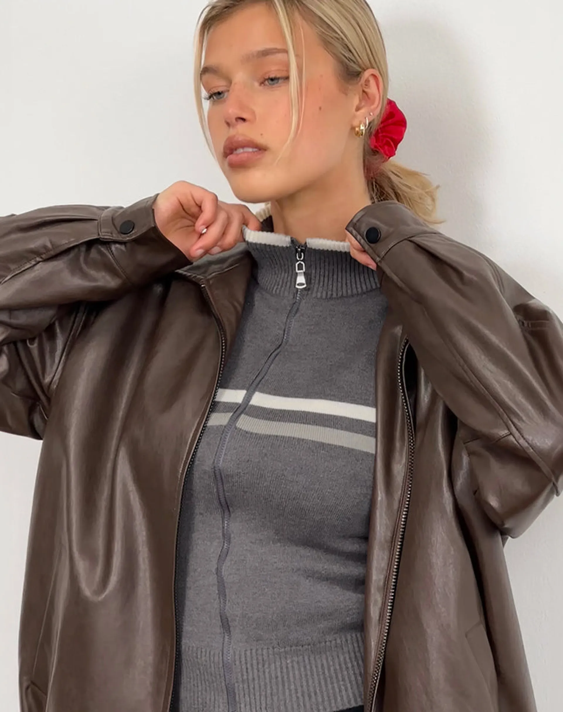Motel Rocks Jackets-Tabeya Sleeveless Knit Jacket in grey