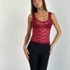 Motel Rocks Vest Tops | Lace Tops-Tahoa Top in Orchid Lace Burgundy OrchidLaceBurgundy