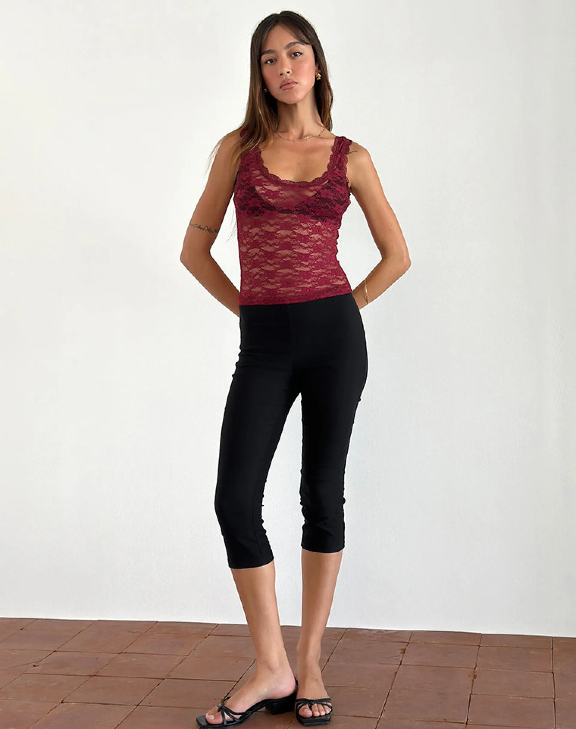 Motel Rocks Vest Tops | Lace Tops-Tahoa Top in Orchid Lace Burgundy OrchidLaceBurgundy