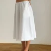 Motel Rocks A Line Skirts | Midi Skirts-Taka Midi Skirt in Poplin White