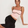 Motel Rocks Strappy Tops-Talasi Crop Top in Pale Pink with Black Binding