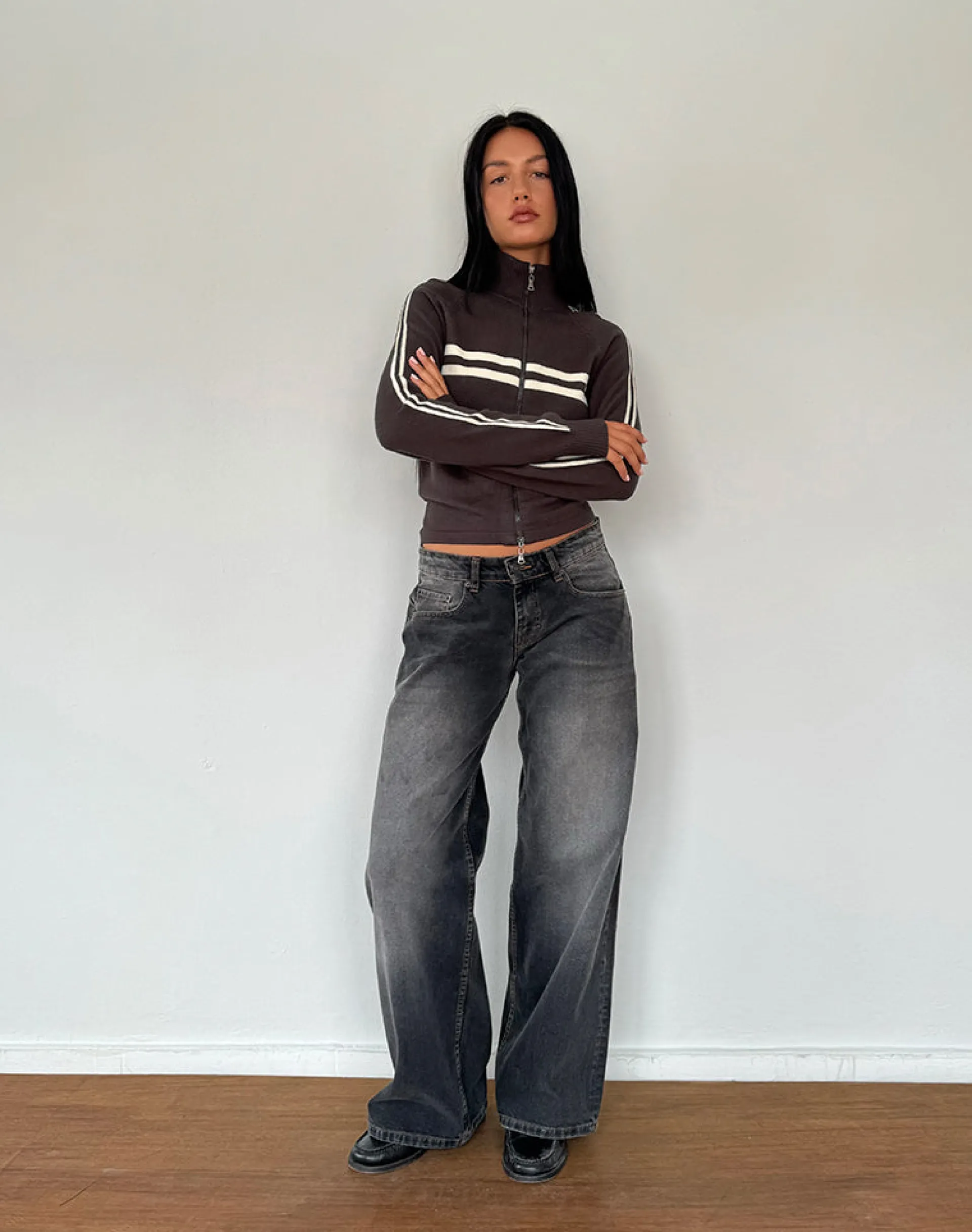 Motel Rocks Jackets-Talisa Sporty Zip Through Jacket in Brown