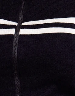 Motel Rocks Jackets-Talisa Zip Through Jacket in Black with White Stripe BlackwithWhiteStripe