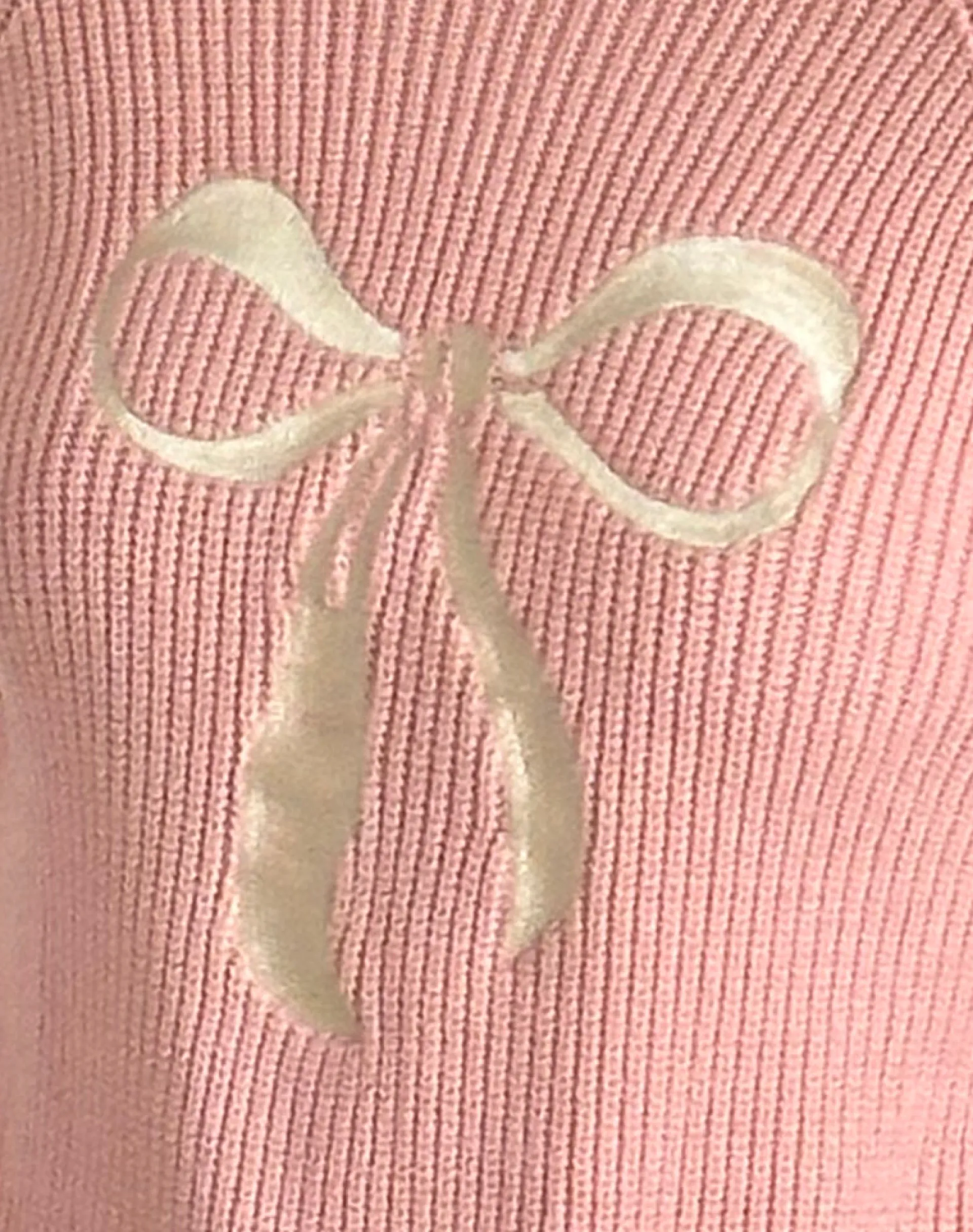 Motel Rocks Jumpers-Tami Jumper in Knit Pink with White Bow Embroidery