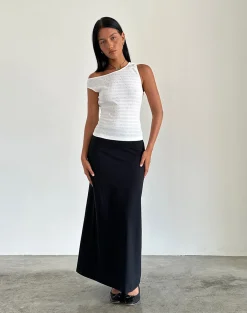 Motel Rocks Basic Tops | Going Out Tops-Tamia Asymmetric Top in Crinkle White CrinkleWhite