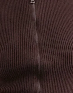 Motel Rocks Vest Tops-Tarni Highneck Fold Over Tank Top in Brown