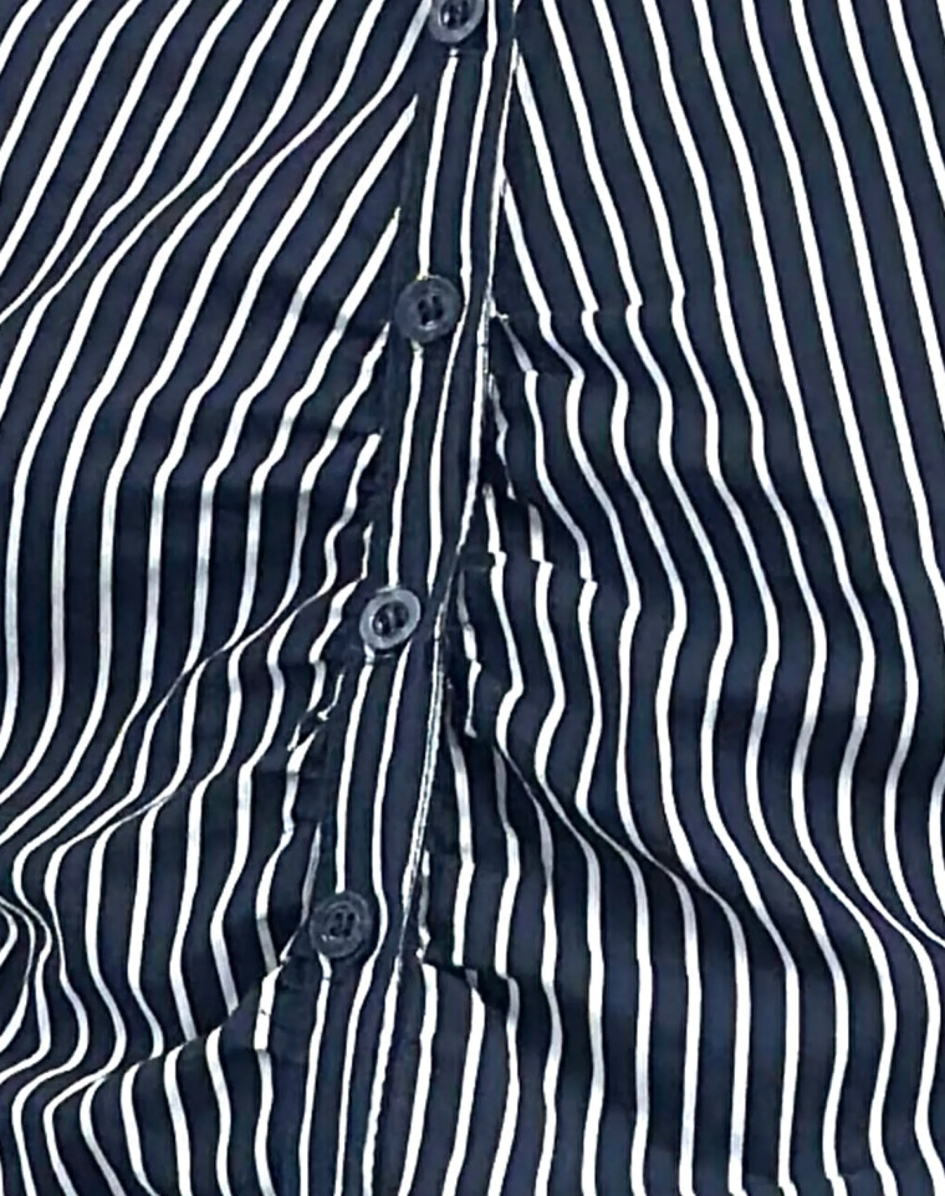 Motel Rocks Shirts And Blouses | Printed Tops-Tarsi Fitted Shirt in Mono Stripe Navy