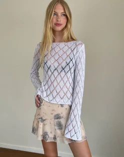 Motel Rocks Jumpers | Long Sleeve Tops-Tate Jumper in Metallic Knit Silver