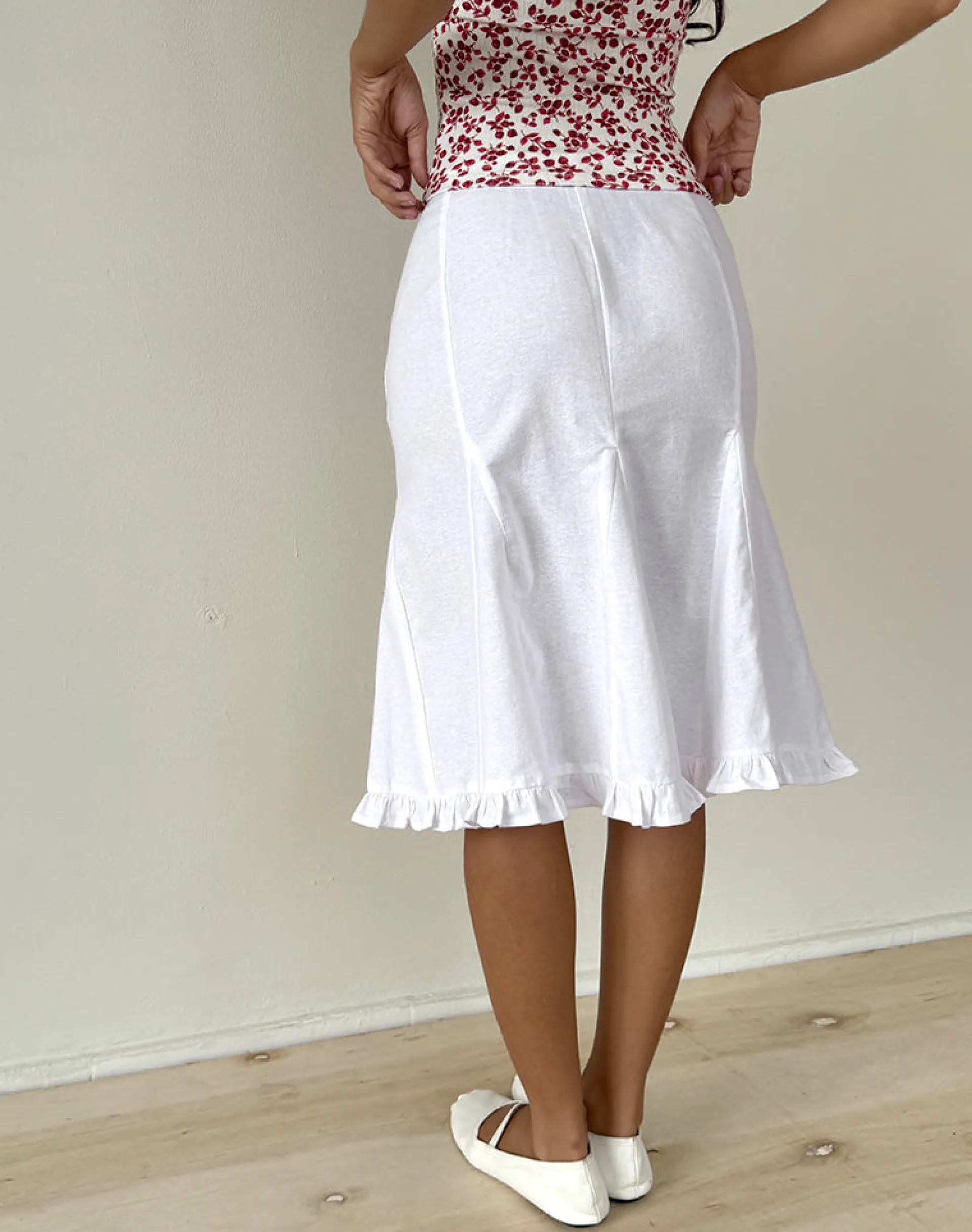 Motel Rocks Midi Skirts-Tausi Pleated Midi Skirt in Off White Linen