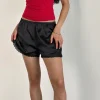 Motel Rocks Co-Ords-Tega Shorts In Black with Black Lace