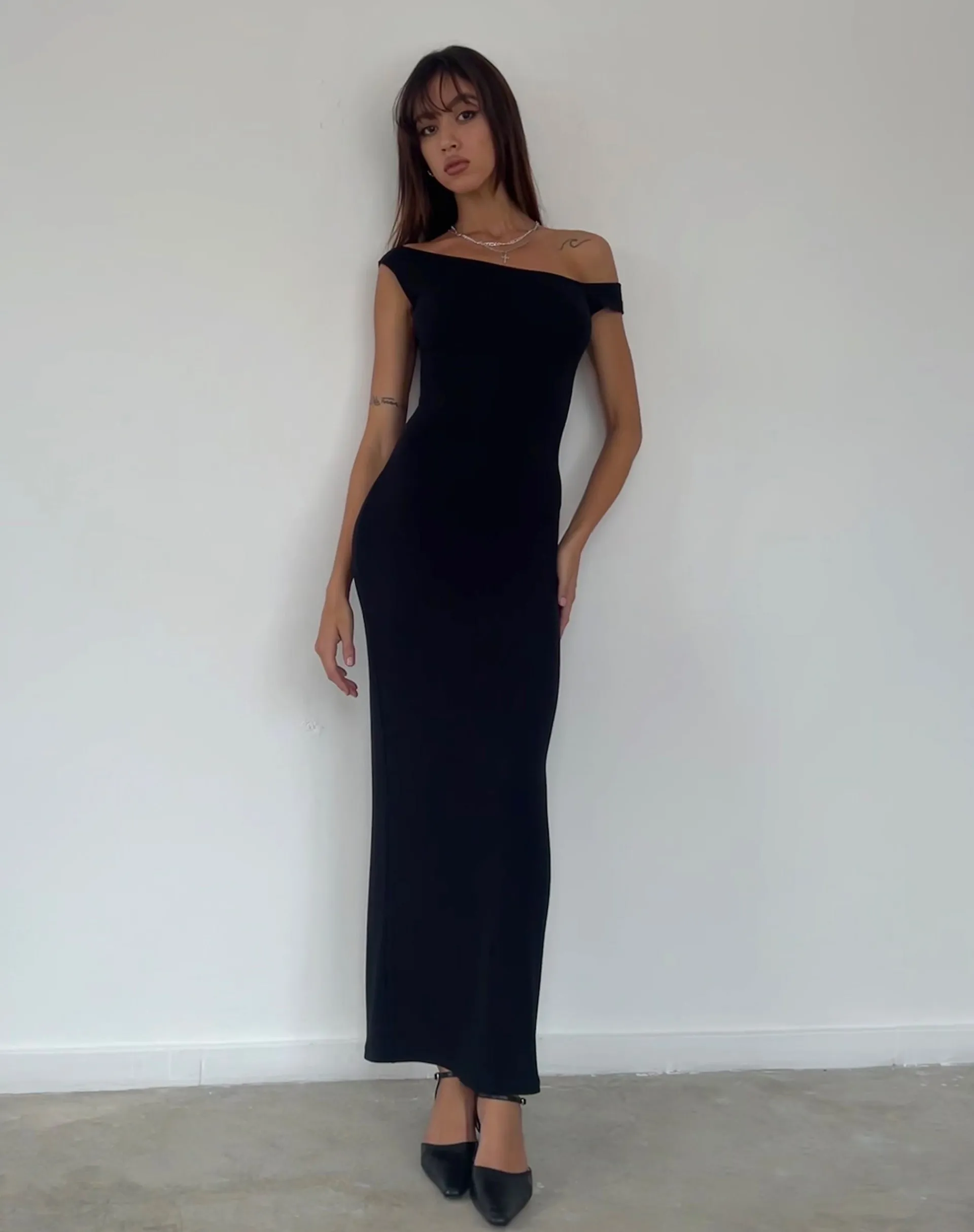 Motel Rocks Basics | Maxi Dresses-Tehyun Maxi Dress in Rib Black RibBlack