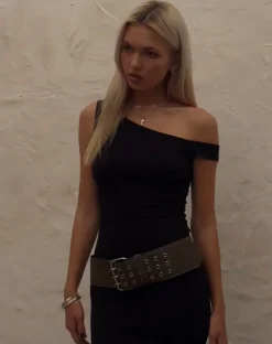 Motel Rocks Basics | Maxi Dresses-Tehyun Maxi Dress in Rib Black RibBlack