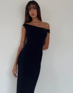 Motel Rocks Basics | Maxi Dresses-Tehyun Maxi Dress in Rib Black RibBlack