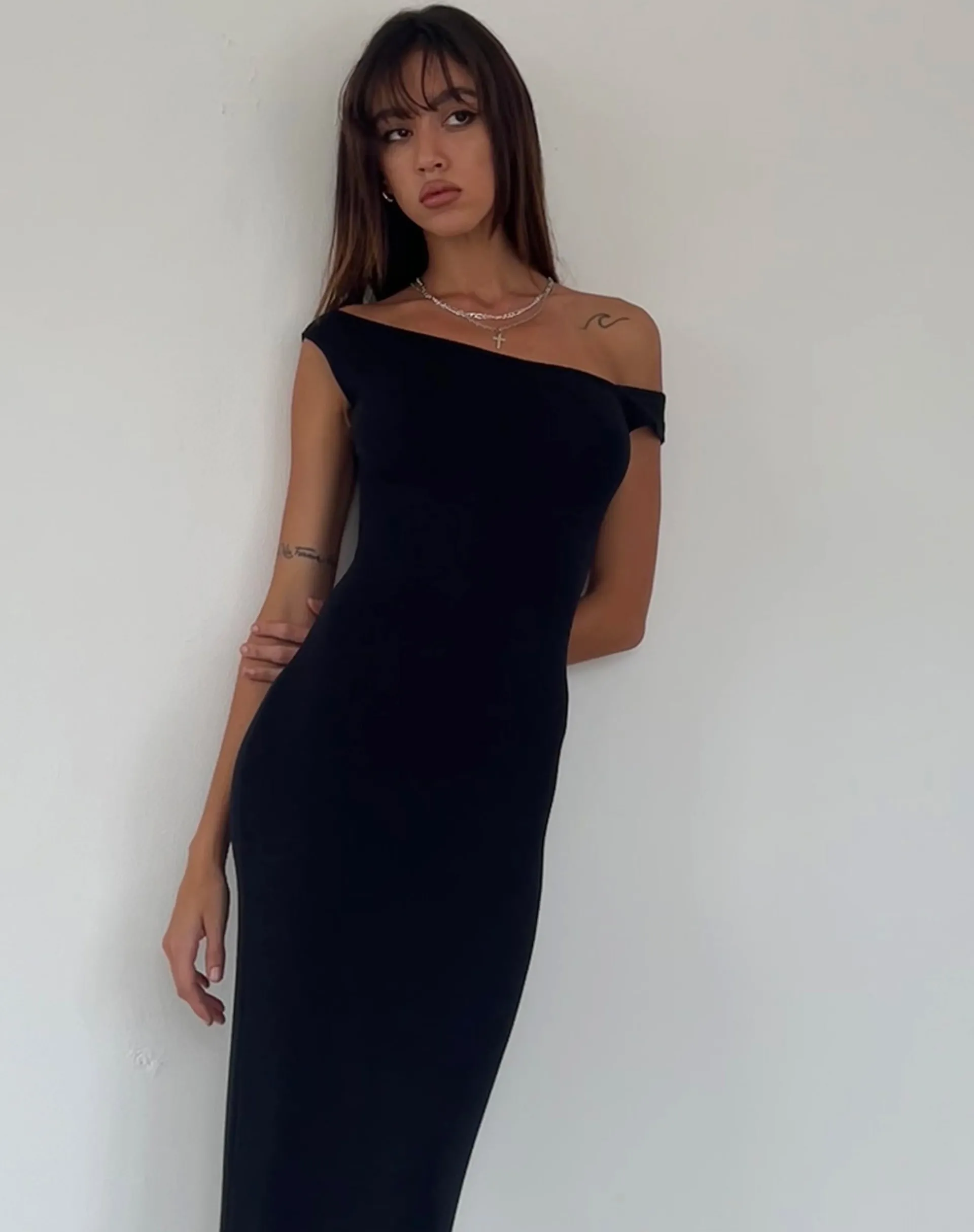 Motel Rocks Basics | Maxi Dresses-Tehyun Maxi Dress in Rib Black RibBlack