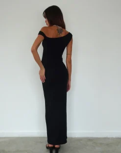 Motel Rocks Basics | Maxi Dresses-Tehyun Maxi Dress in Rib Black RibBlack