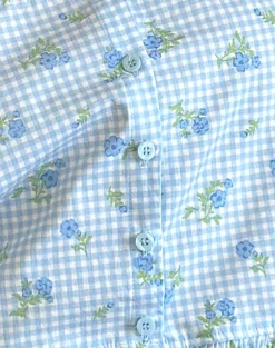 Motel Rocks Co-Ords | Strappy Tops-Ternya Top in Blue Flower Gingham