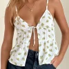 Motel Rocks Printed Tops | Strappy Tops-Tezza Top in Funshine Floral Off White FunshineFloralOffWhite