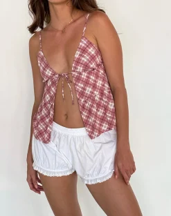 Motel Rocks Strappy Tops-Tezza Top in Pink Tartan PinkTartan