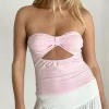 Motel Rocks Basic Tops | Bandeau Tops-Tifose Twist Front Top in Light Pink lightpink