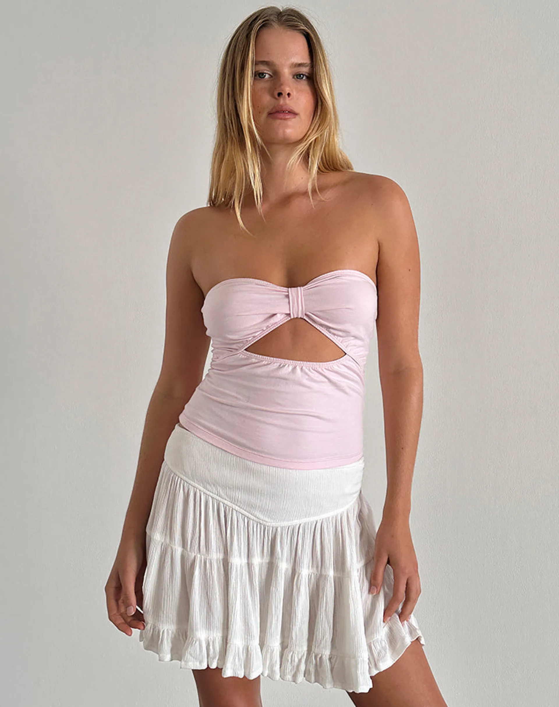 Motel Rocks Basic Tops | Bandeau Tops-Tifose Twist Front Top in Light Pink lightpink