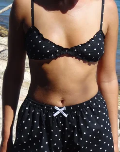 Motel Rocks Loungewear | Co-Ords-Tiga Bralette in Polka Black PolkaBlack