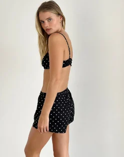 Motel Rocks Loungewear | Co-Ords-Tiga Bralette in Polka Black PolkaBlack