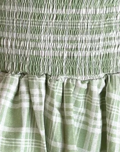 Motel Rocks Printed Dresses | Bandeau Dresses-Tilikum Mini Dress in Table Cloth Neo Mint