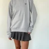 Motel Rocks Hoodies & Sweatshirts | Jumpers-Tillie Sweatshirt in Lunar Rock with Ocean Storm Bow Embroidery LunarRockwithOceanStormBowEmbroidery