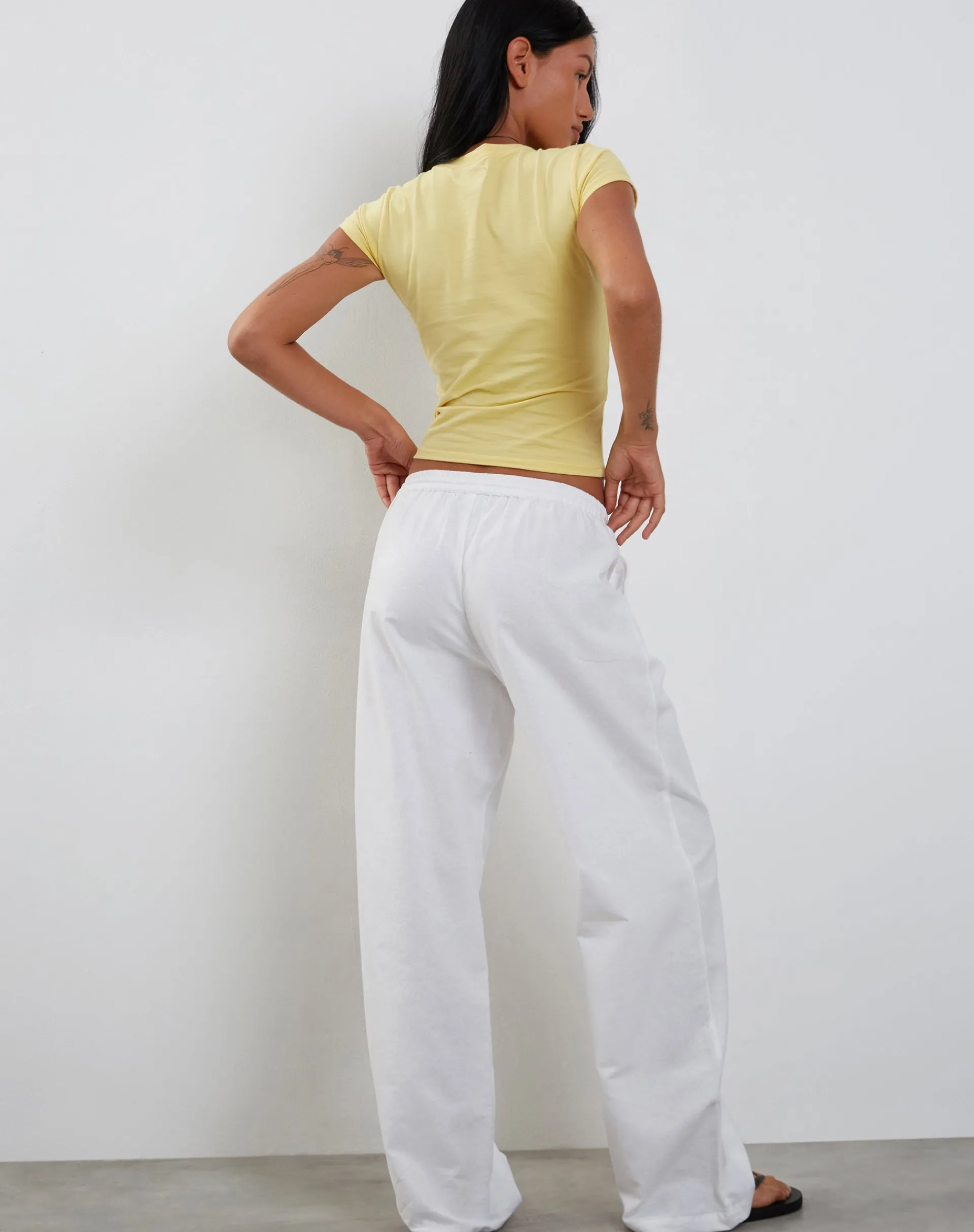 Motel Rocks Printed Tops | Tees-Tiona Baby Tee in Lemonade with Summer Flower Print