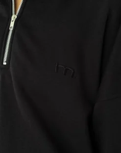 Motel Rocks Basics | Hoodies & Sweatshirts-Tirma High Neck Jumper in Tonal Black with M Embroidery