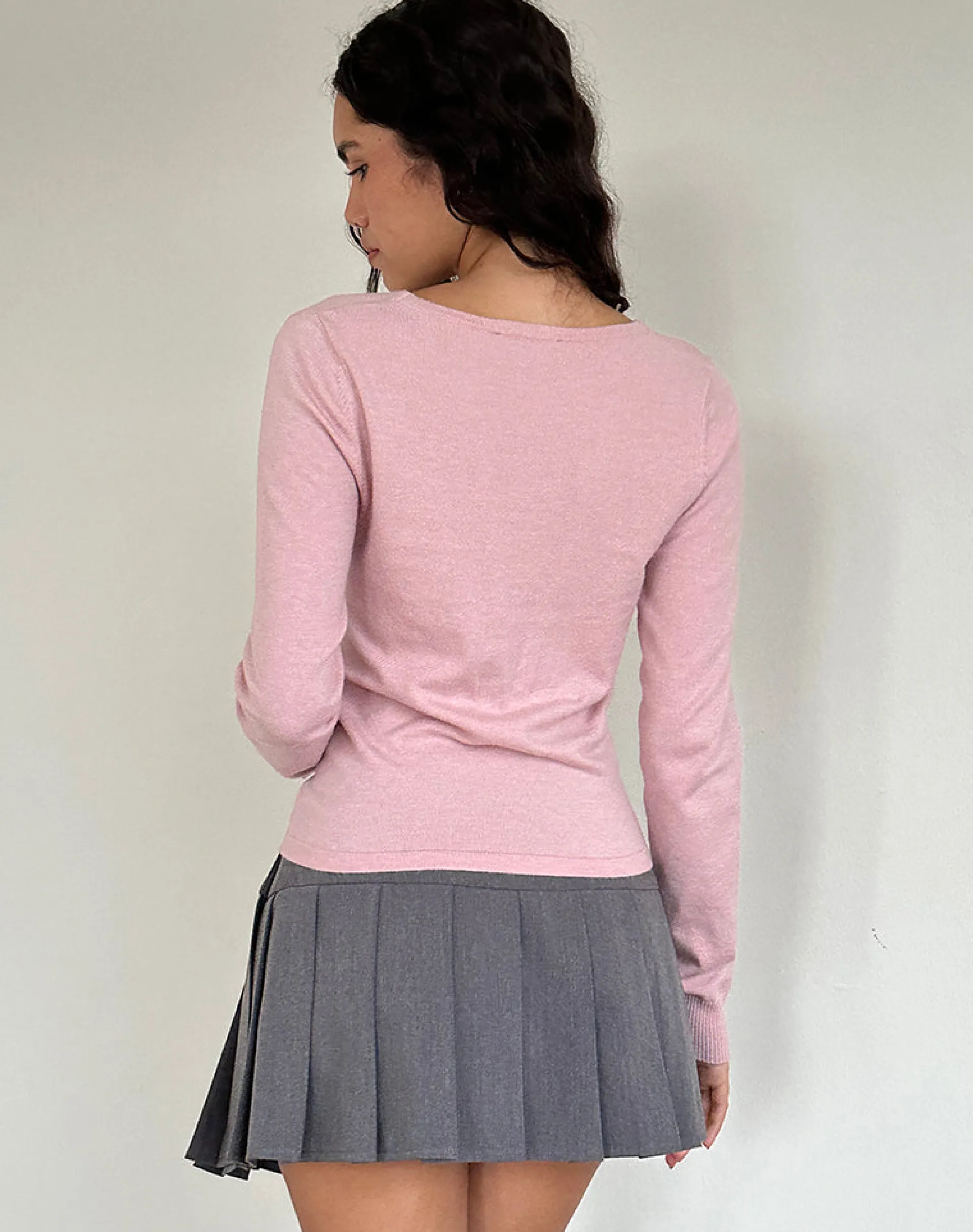 Motel Rocks Long Sleeve Tops-Tirzah Brushed Knit Top in pink