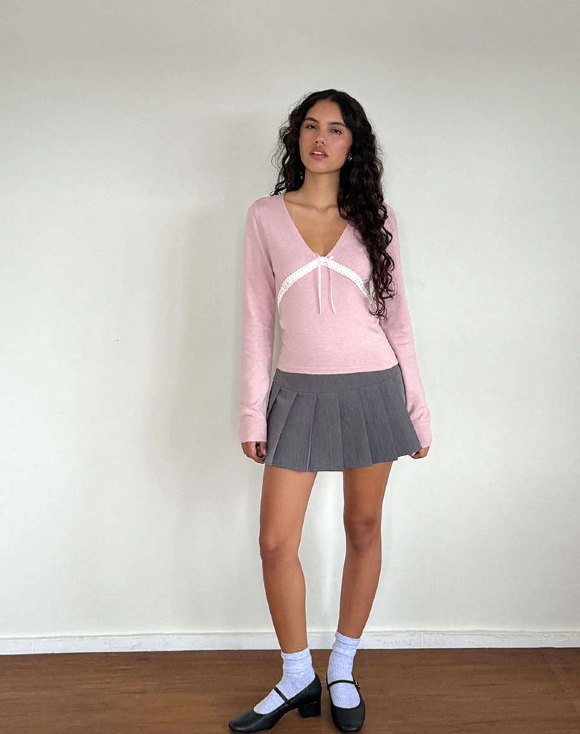 Motel Rocks Long Sleeve Tops-Tirzah Brushed Knit Top in pink