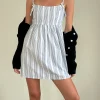 Motel Rocks Day Dresses | Mini Dresses-Tisyani Mini Dress in Vertical Grey Stripe