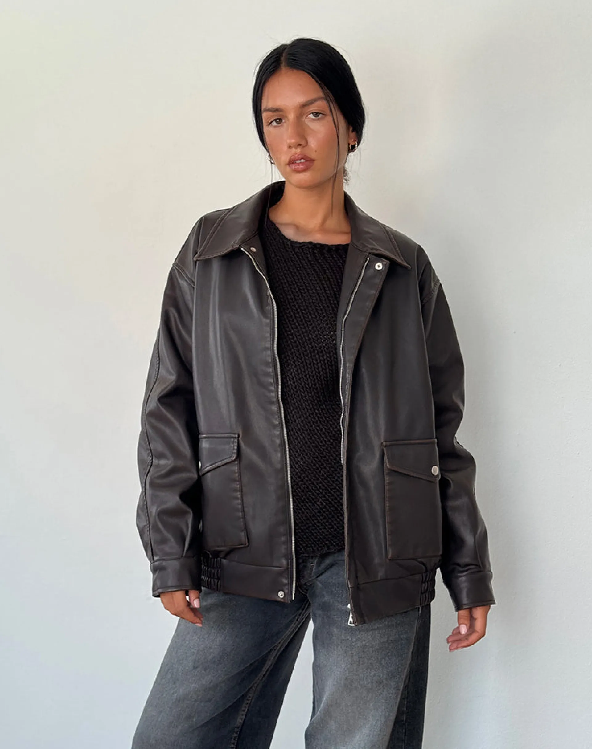 Motel Rocks Pu Jackets | Jackets-Tobias Jacket in PU Dark Chocolate