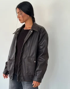 Motel Rocks Pu Jackets | Jackets-Tobias Jacket in PU Dark Chocolate