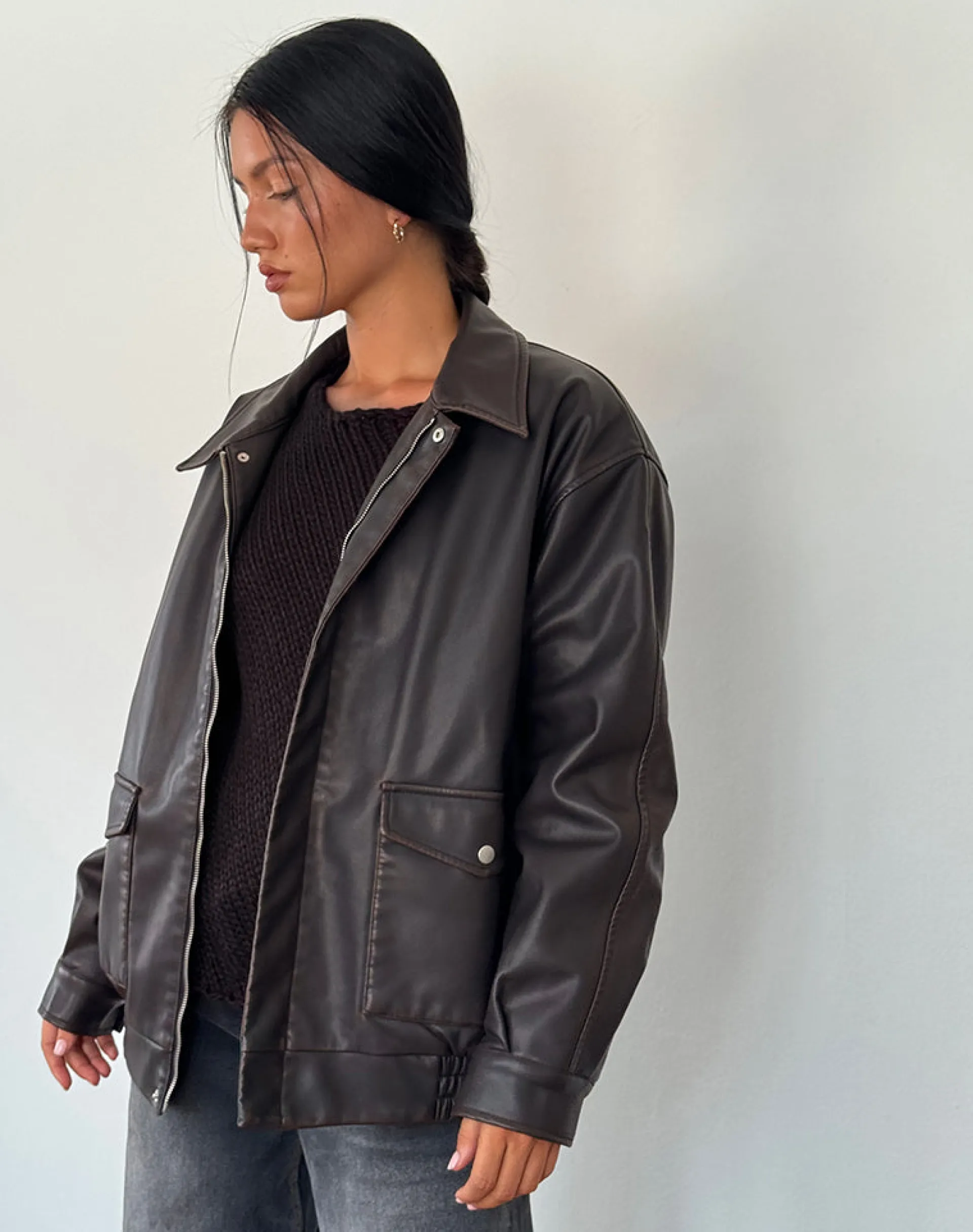 Motel Rocks Pu Jackets | Jackets-Tobias Jacket in PU Dark Chocolate