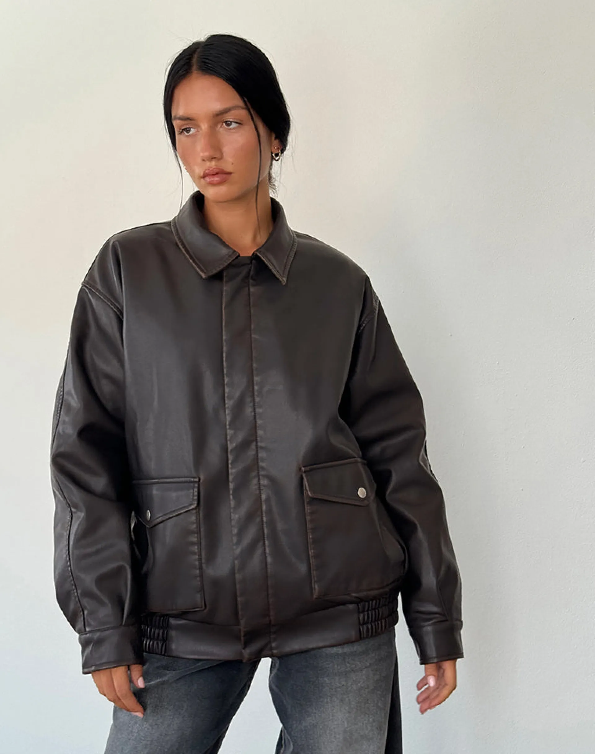 Motel Rocks Pu Jackets | Jackets-Tobias Jacket in PU Dark Chocolate