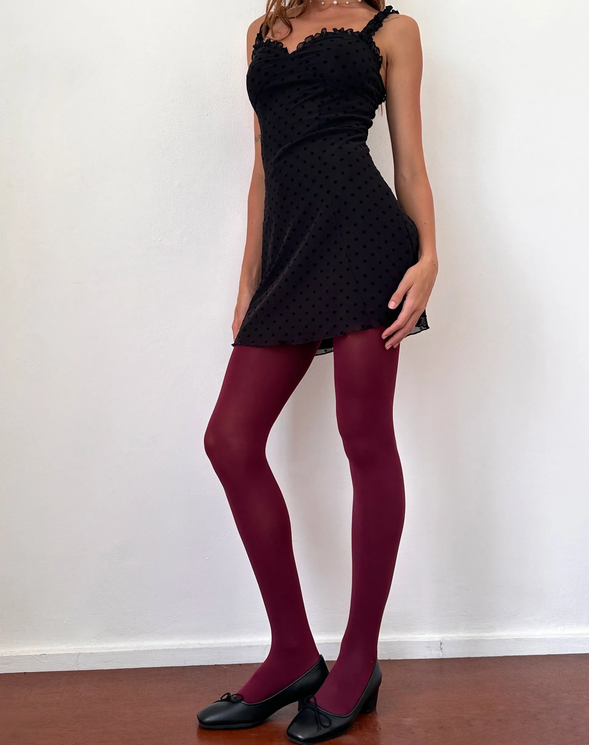 Motel Rocks Printed Dresses | Little Black Dresses-Trisha Mini Dress in Polka Black Flock
