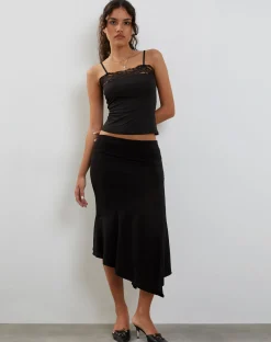 Motel Rocks Strappy Tops | Lace Tops-Tucci Vest Top in Slinky Lace Black