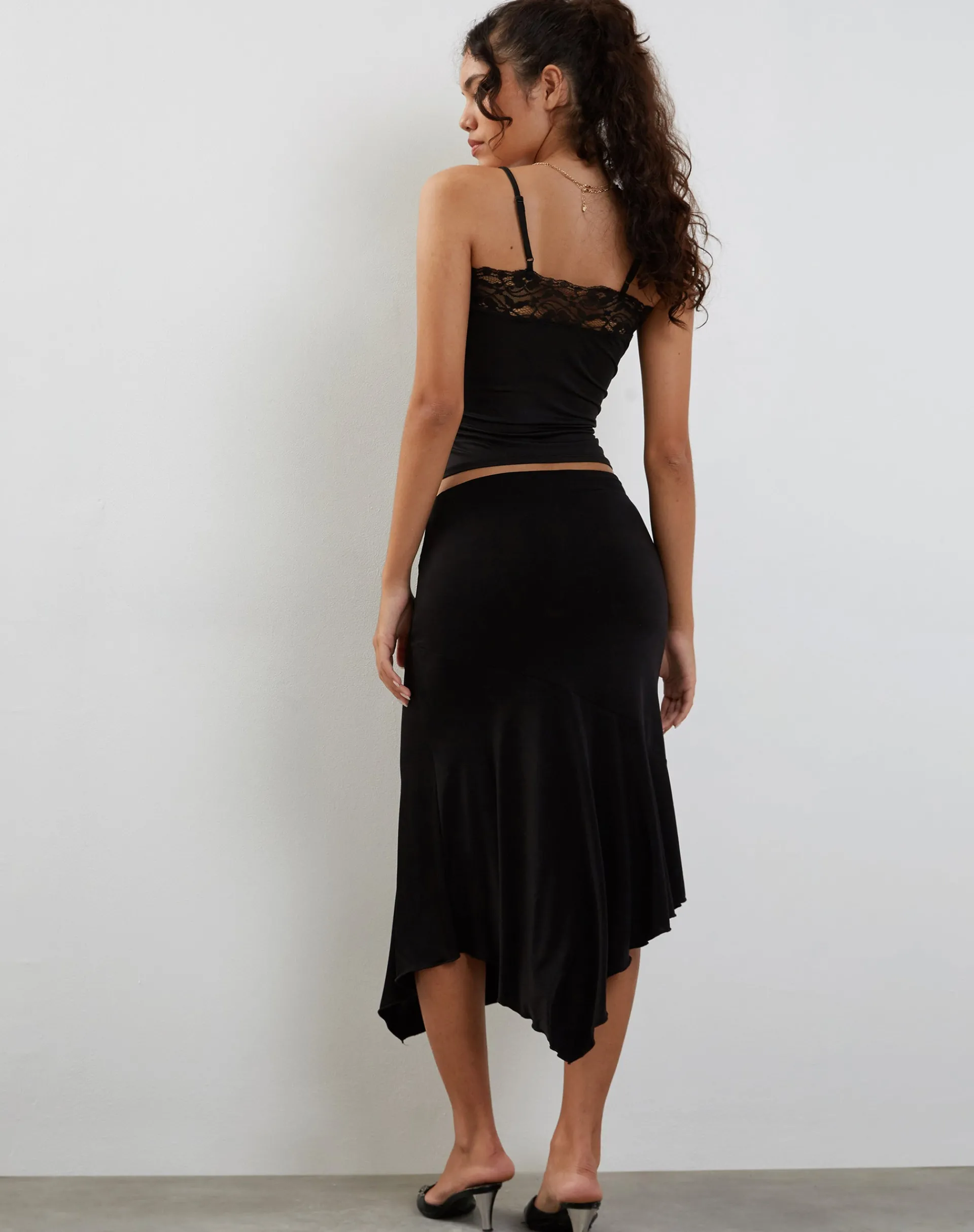 Motel Rocks Strappy Tops | Lace Tops-Tucci Vest Top in Slinky Lace Black