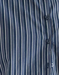 Motel Rocks Tailoring | Shirts And Blouses-Turner Shirt in Dark Blue Indigo Stripe DarkBlueIndigoStripe