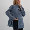Motel Rocks Shirts And Blouses | Printed Tops-Turner Shirt in Mono Stripe Navy MonoStripeNavy